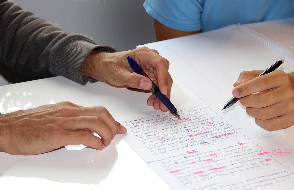 Professional tutor reviewing student progress charts
